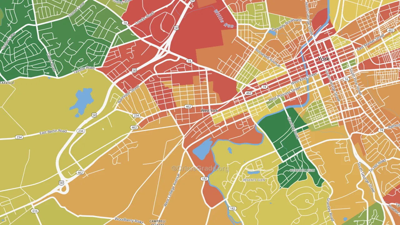 West York, PA Map of Theft Rates