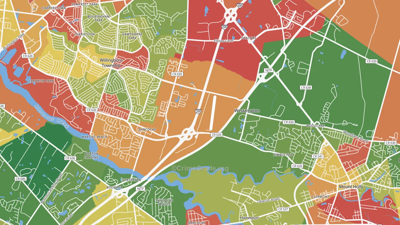 Westampton, NJ Map of Theft Rates