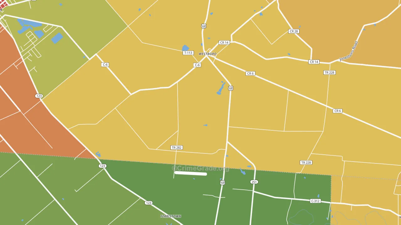Westboro, OH Map of Theft Rates