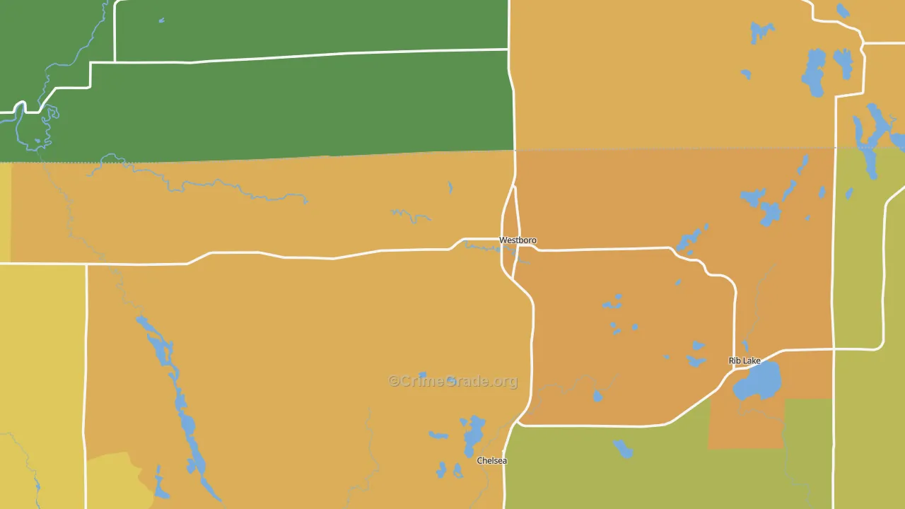 Westboro, WI Map of Theft Rates