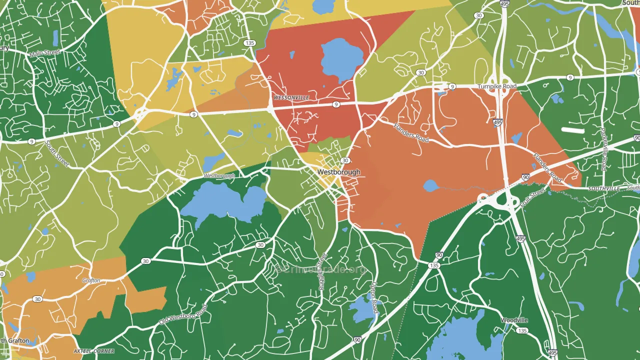 Westborough, MA Map of Theft Rates