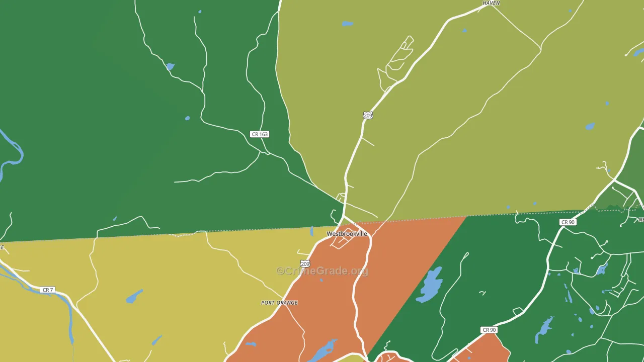 Westbrookville, NY Map of Theft Rates