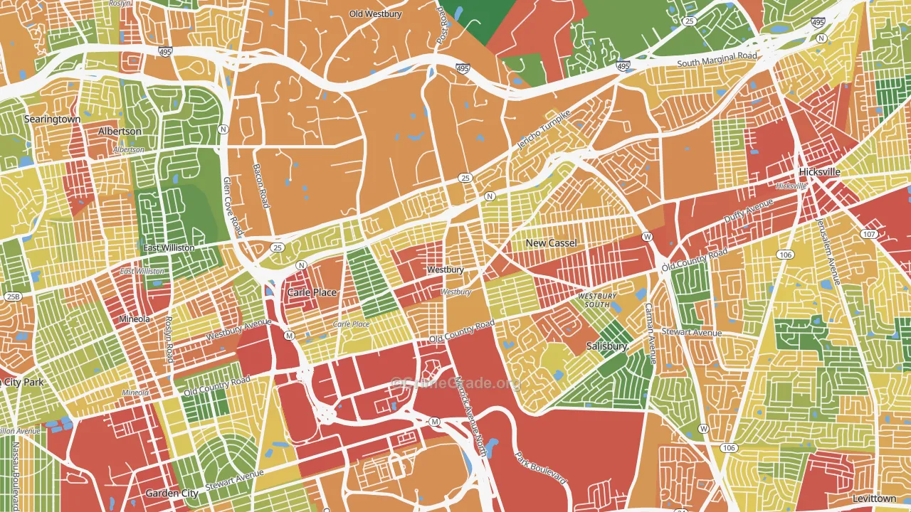 Westbury, NY Map of Theft Rates