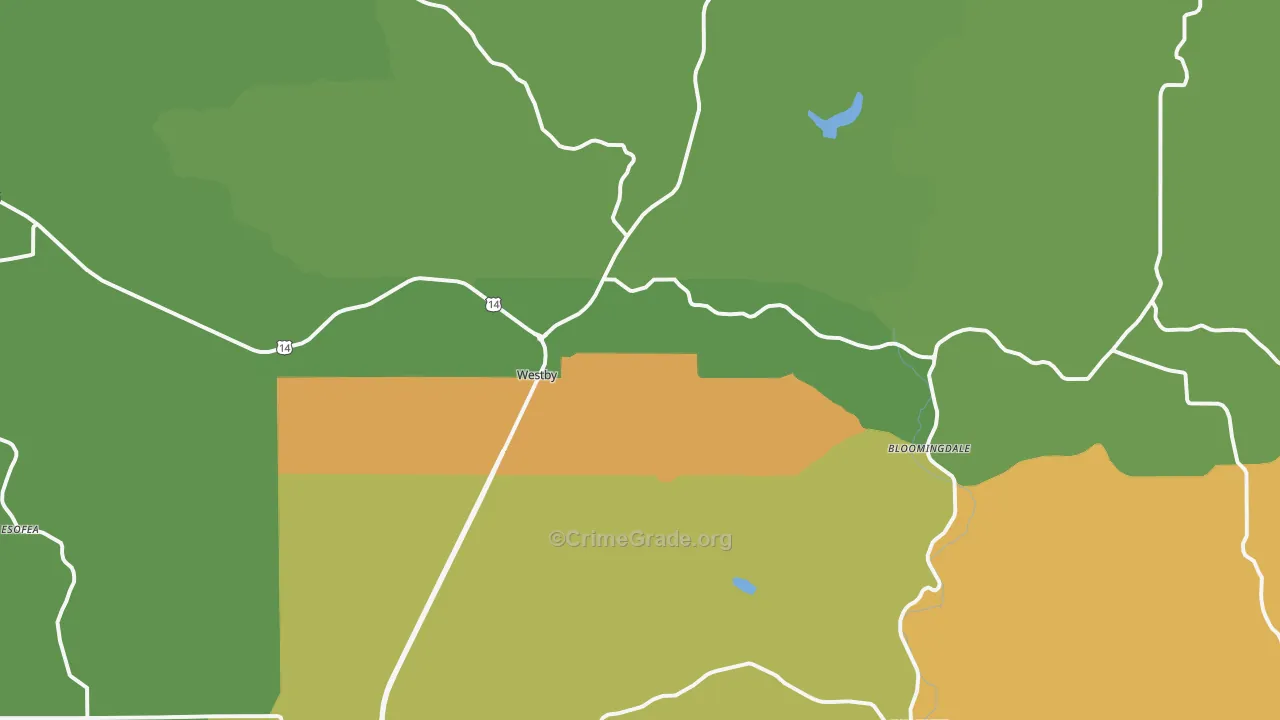 Westby, WI Map of Theft Rates