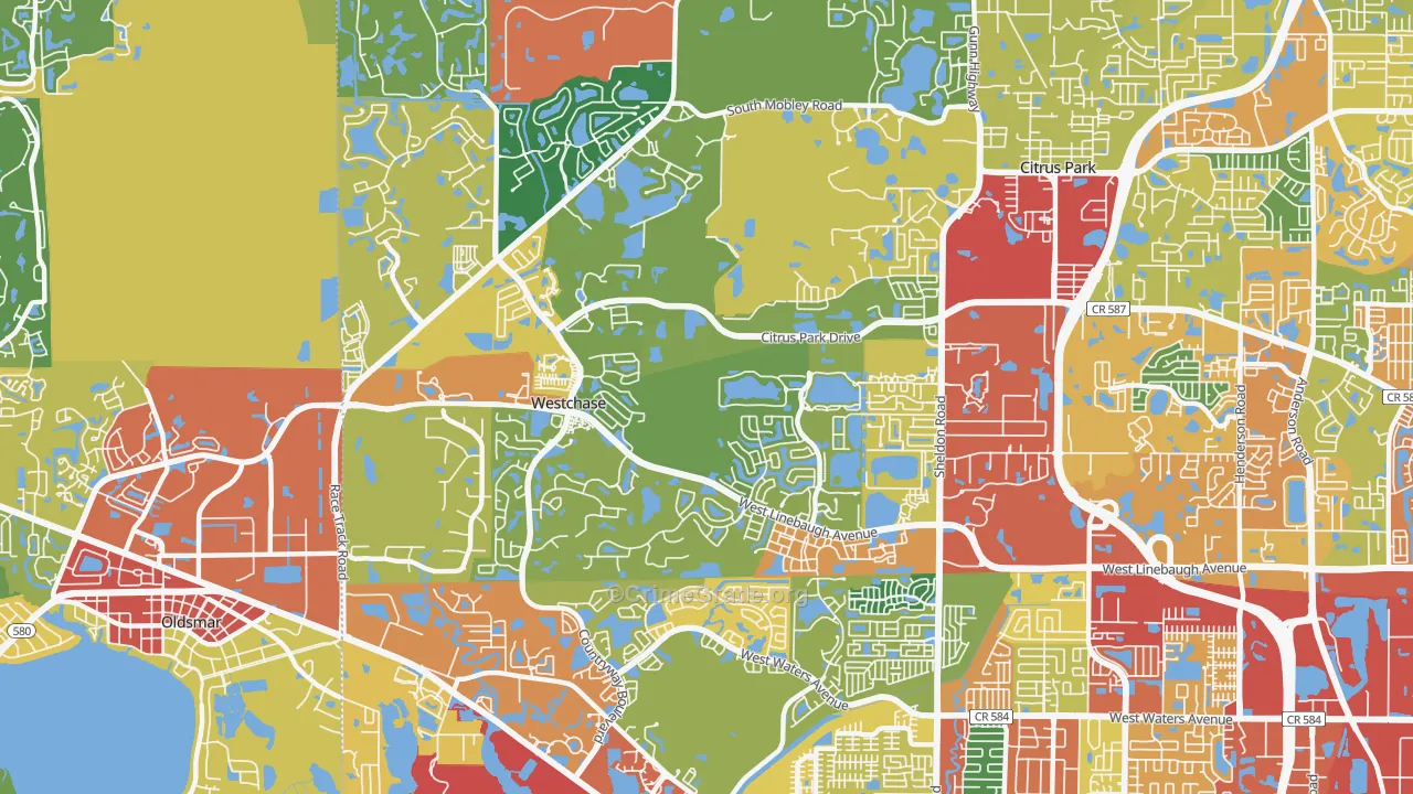 Westchase, FL Map of Theft Rates