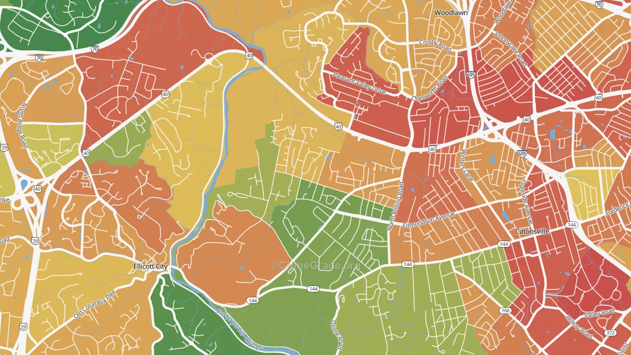 Westchester, Catonsville, MD Map of Theft Rates