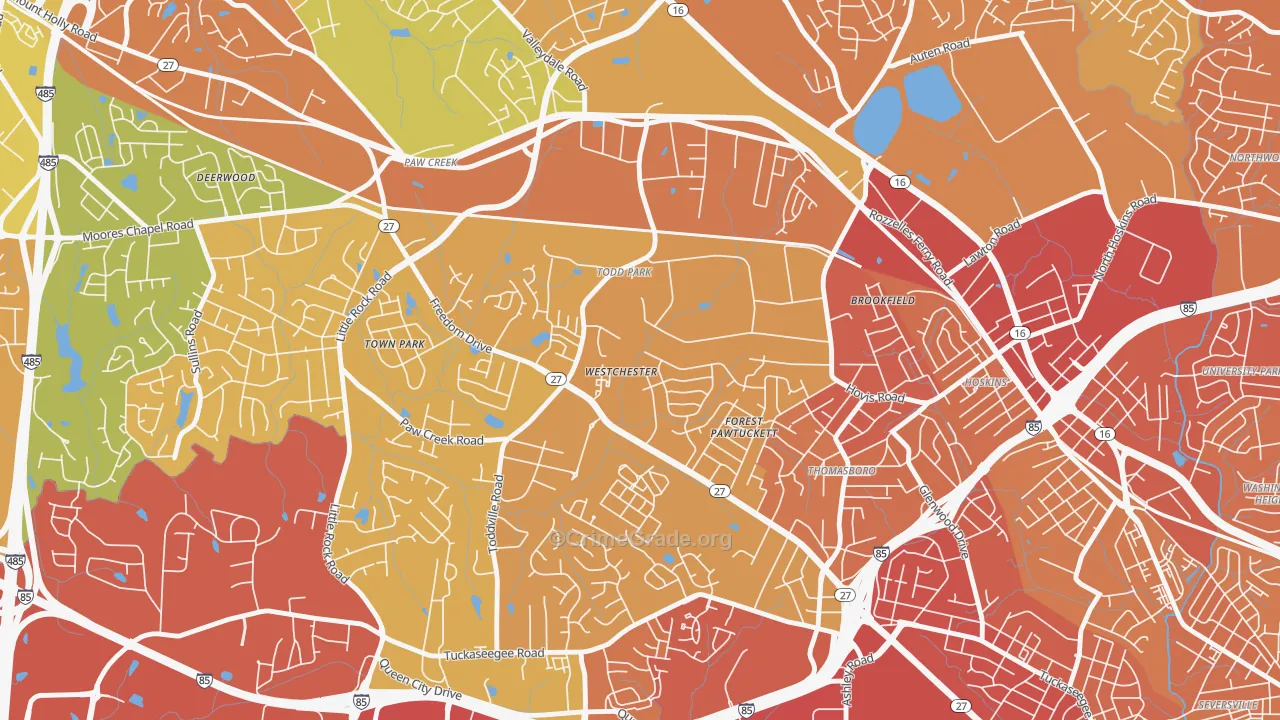 Westchester, Charlotte, NC Map of Theft Rates