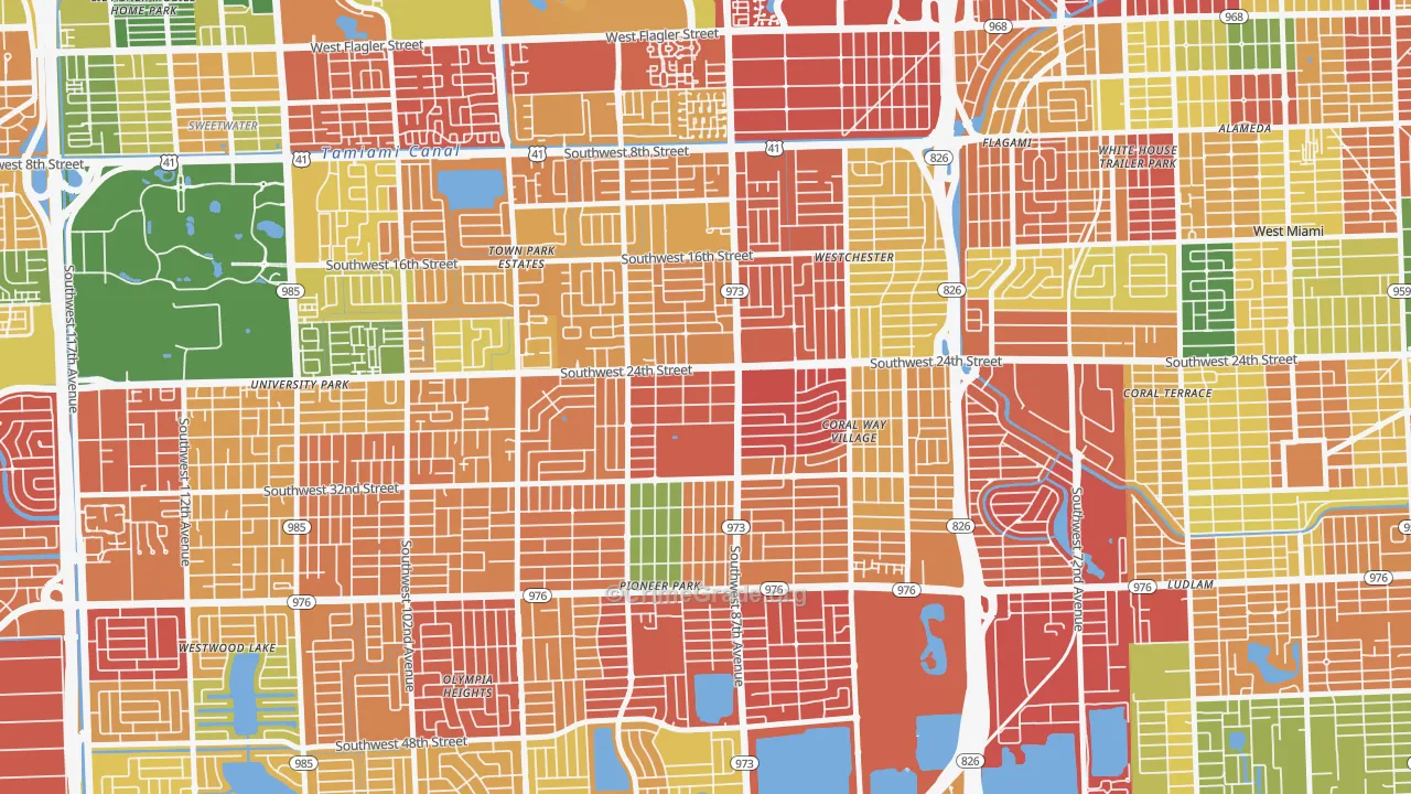 Westchester, FL Map of Theft Rates