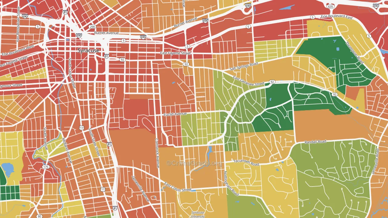 Westcott, Syracuse, NY Map of Theft Rates