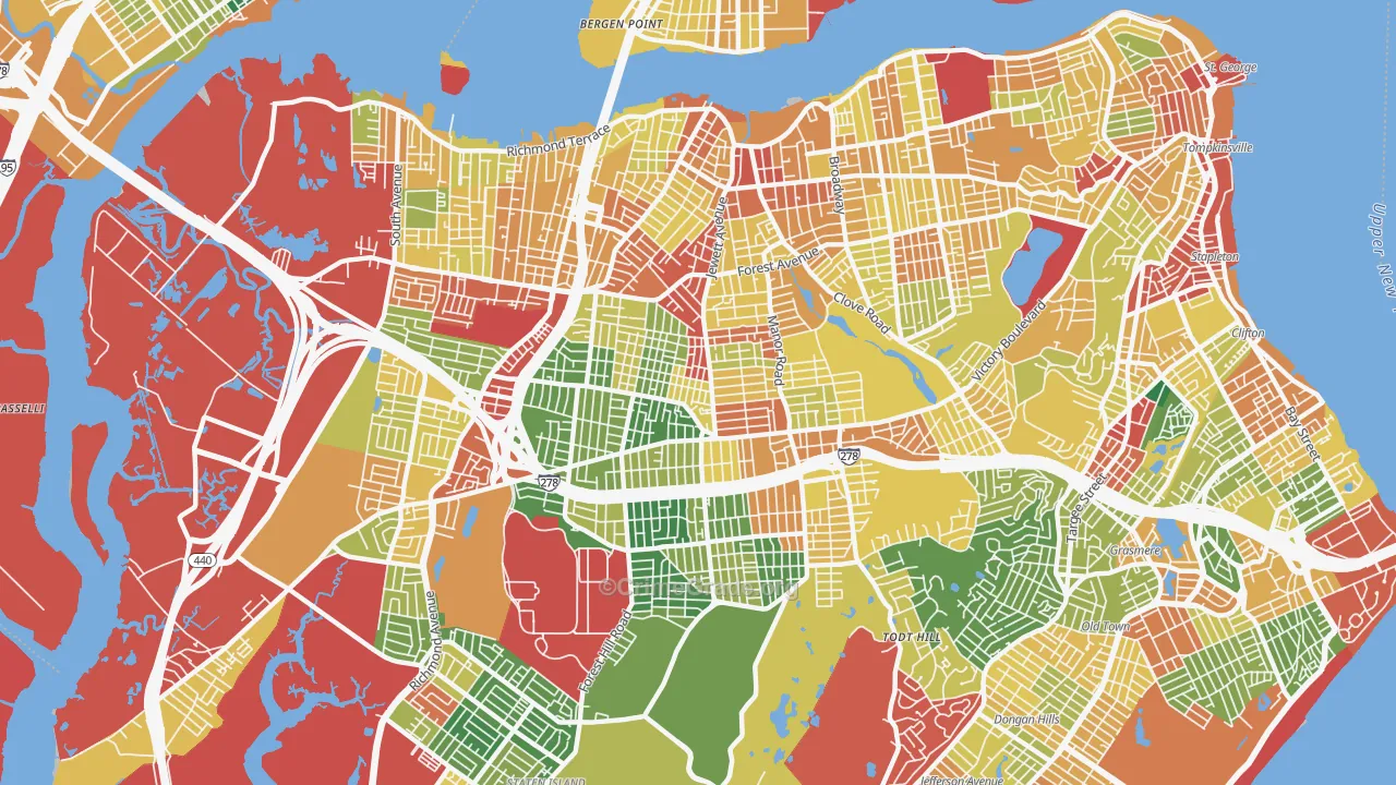 Westerleigh-Castleton, Staten Island, NY Map of Theft Rates
