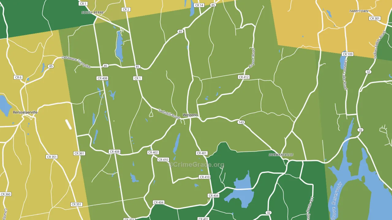 Westerlo, NY Map of Theft Rates