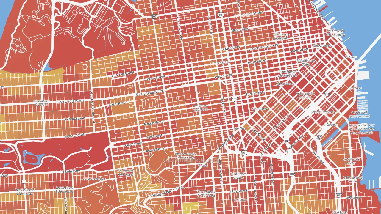 Western Addition, San Francisco, CA Map of Theft Rates
