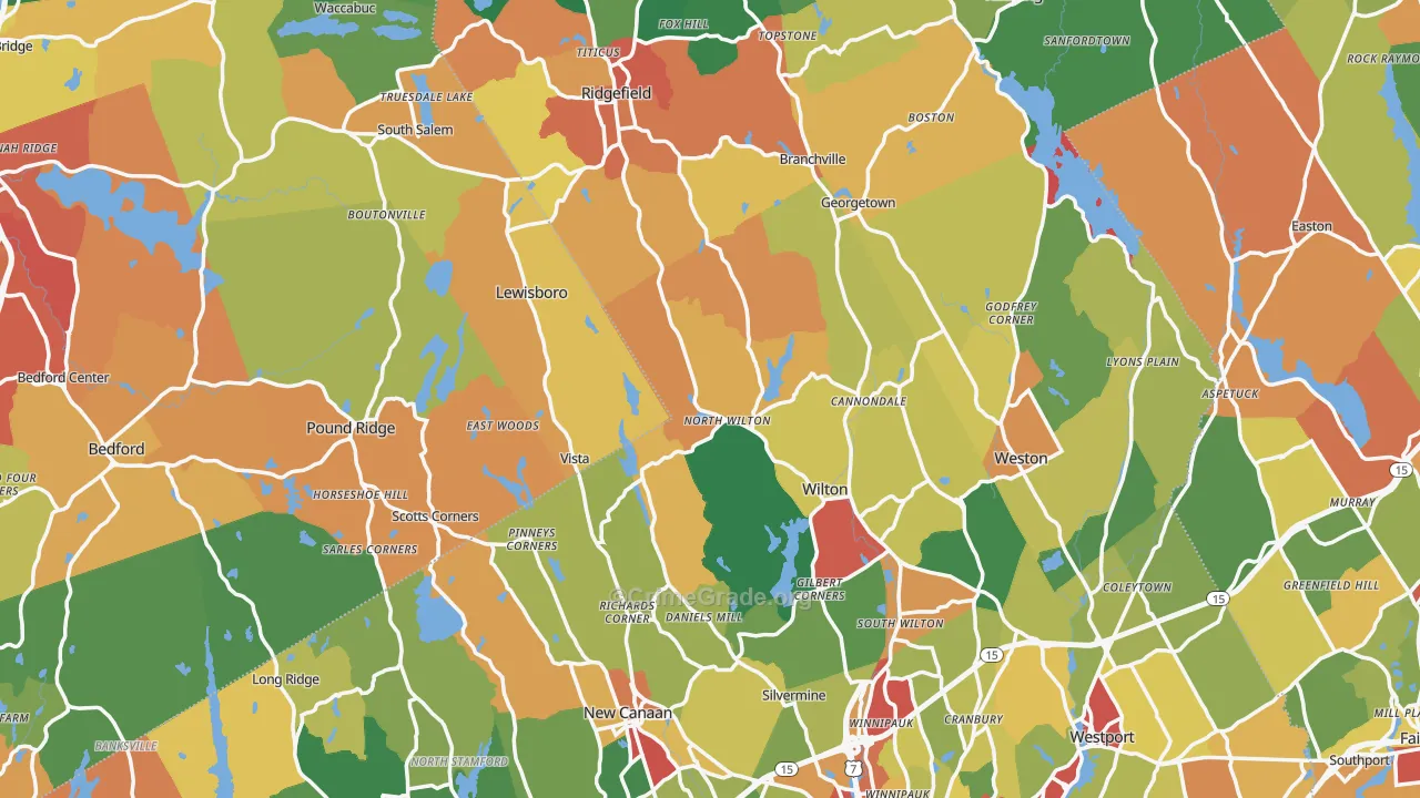 Western Connecticut Planning Region, CT Map of Theft Rates