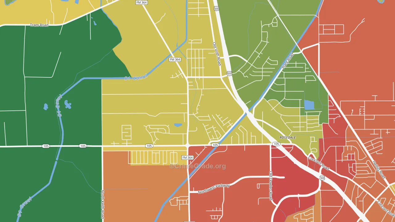 Western Hills, Beaumont, TX Map of Theft Rates
