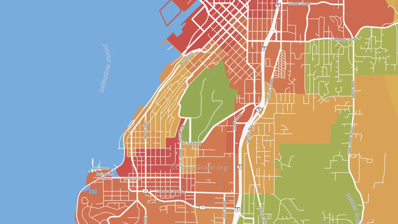 Western Washington University, Bellingham, WA Map of Theft Rates