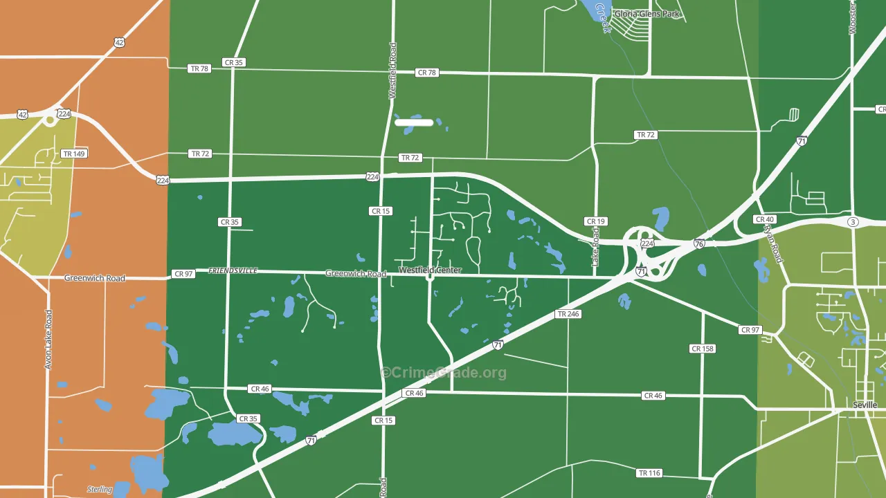 Westfield Center, OH Map of Theft Rates