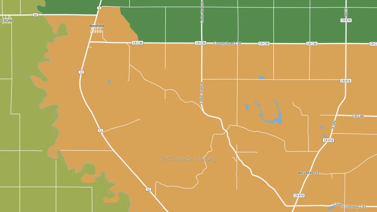 Westfield, IA Map of Theft Rates