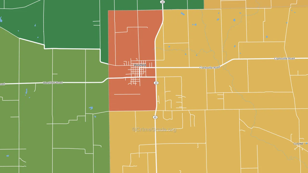 Westfield, IL Map of Theft Rates