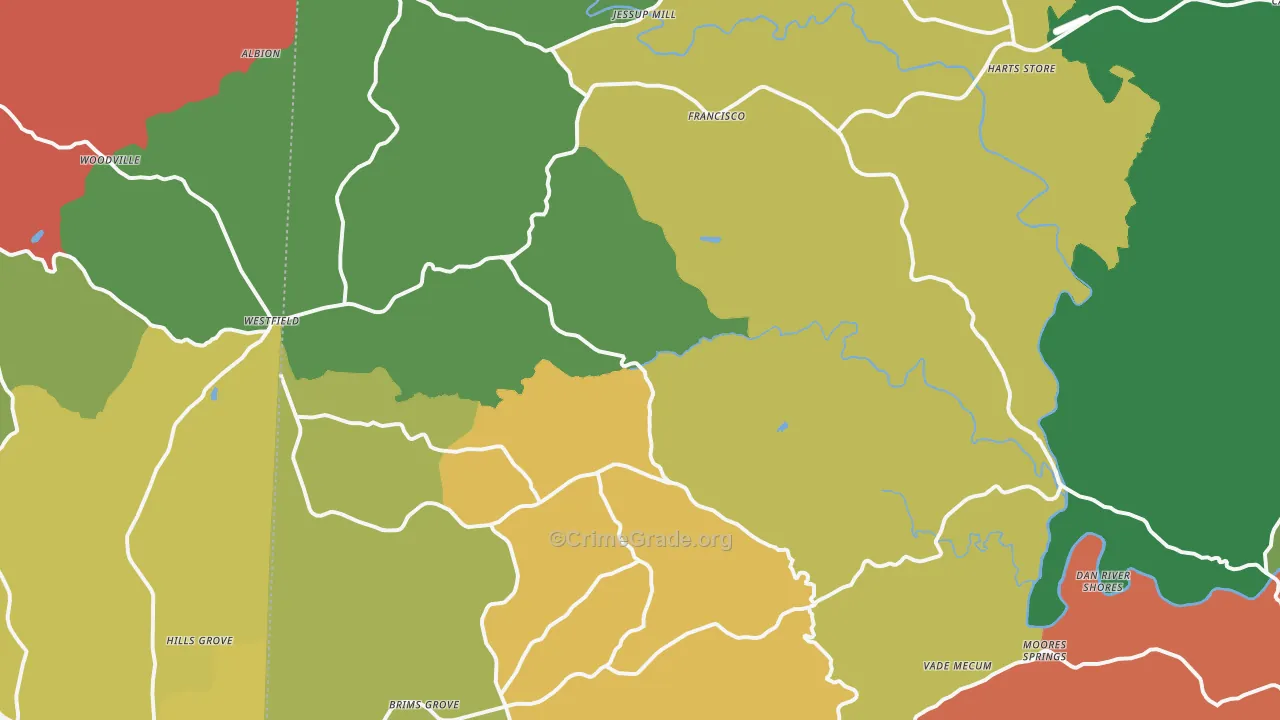 Westfield, NC Map of Theft Rates