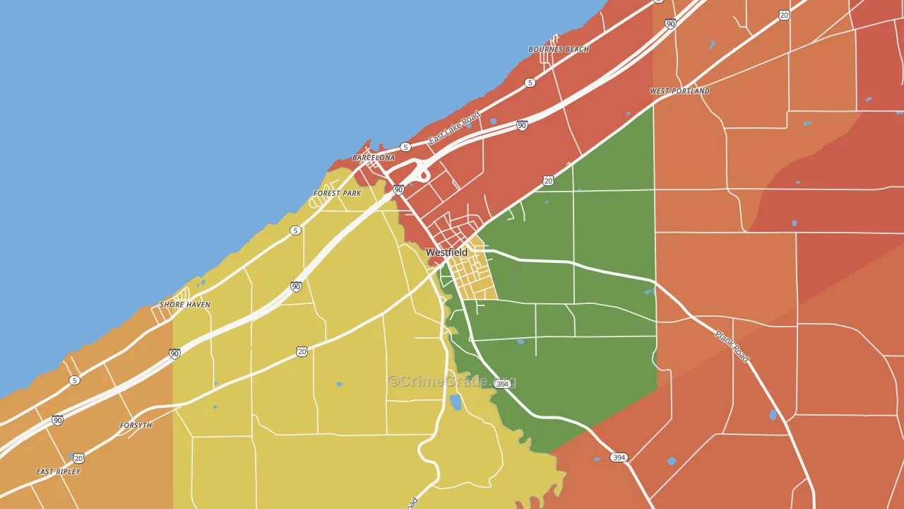 Westfield, NY Map of Theft Rates