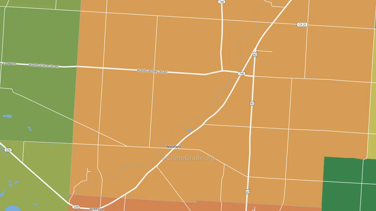 Westfield, OH Map of Theft Rates