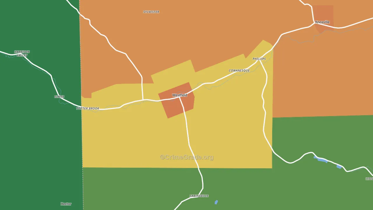 Westfield, PA Map of Theft Rates
