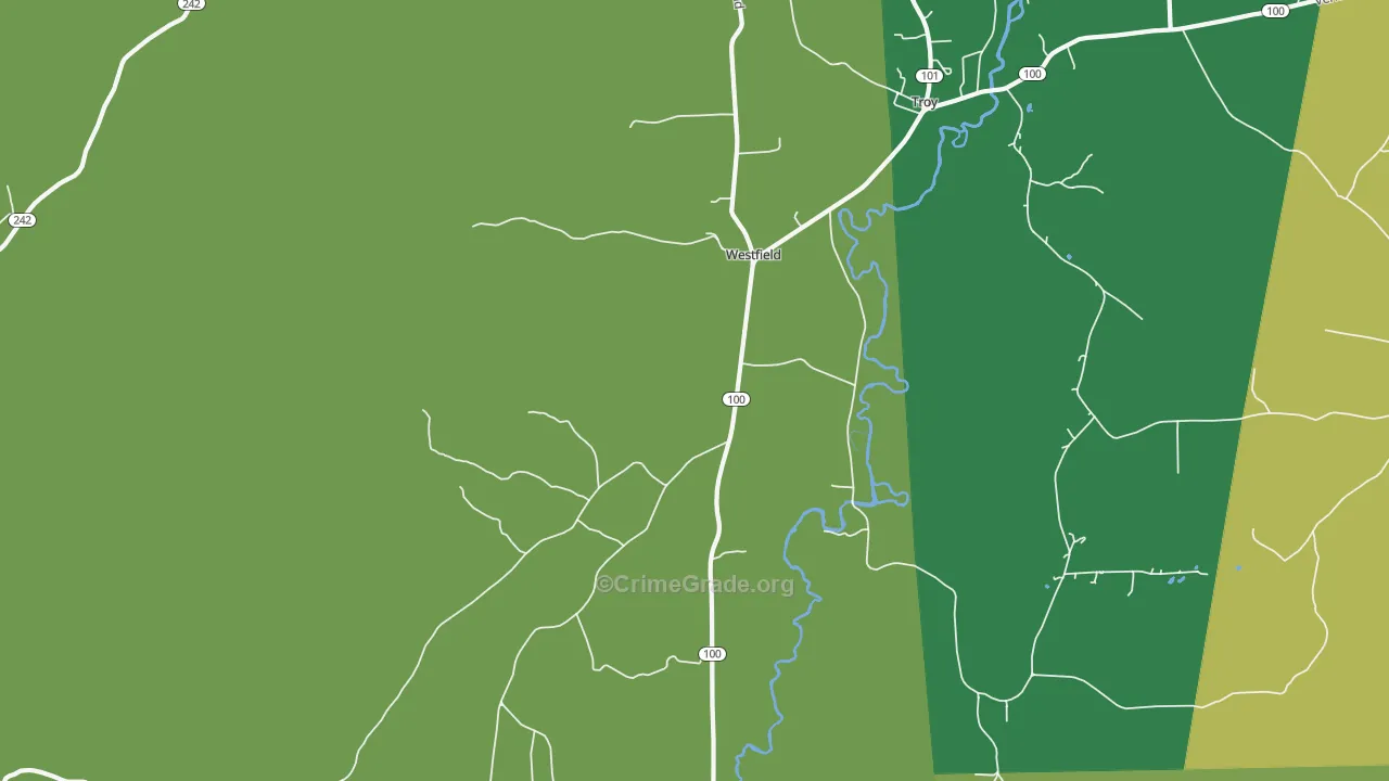 Westfield, VT Map of Theft Rates
