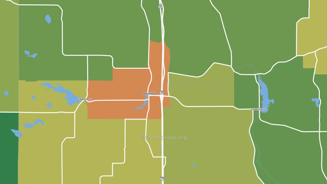Westfield, WI Map of Theft Rates