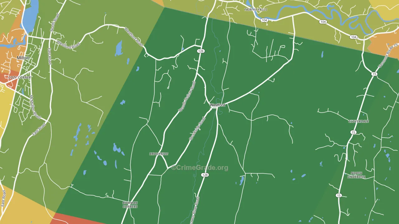 Westford, VT Map of Theft Rates