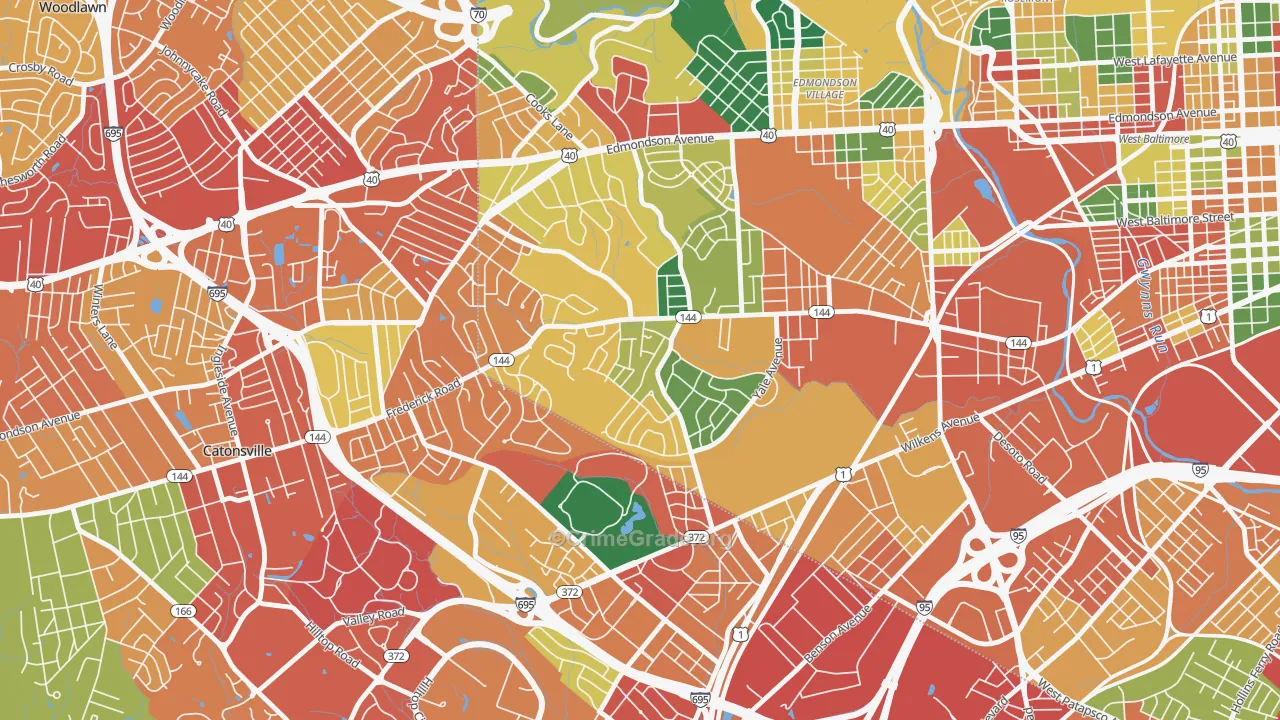 Westgate, Baltimore, MD Map of Theft Rates