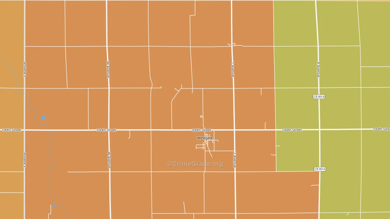 Westgate, IA Map of Theft Rates