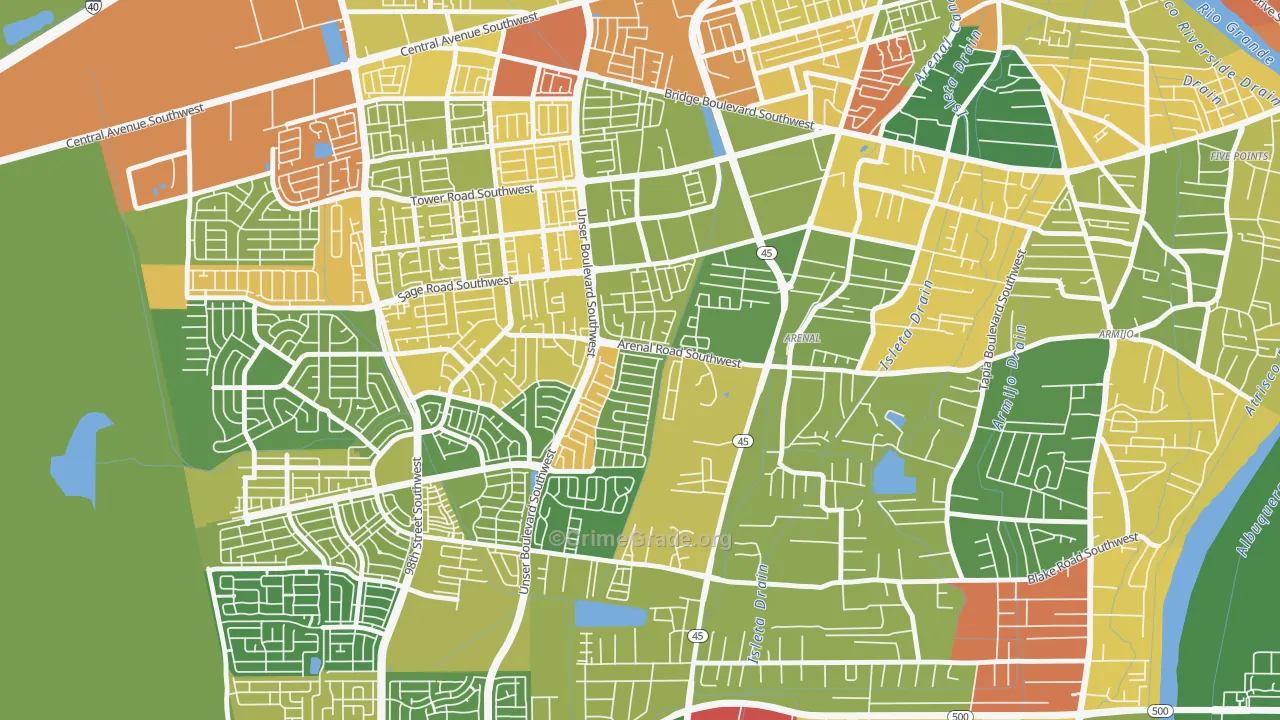 Westgate Vecinos, Albuquerque, NM Map of Theft Rates