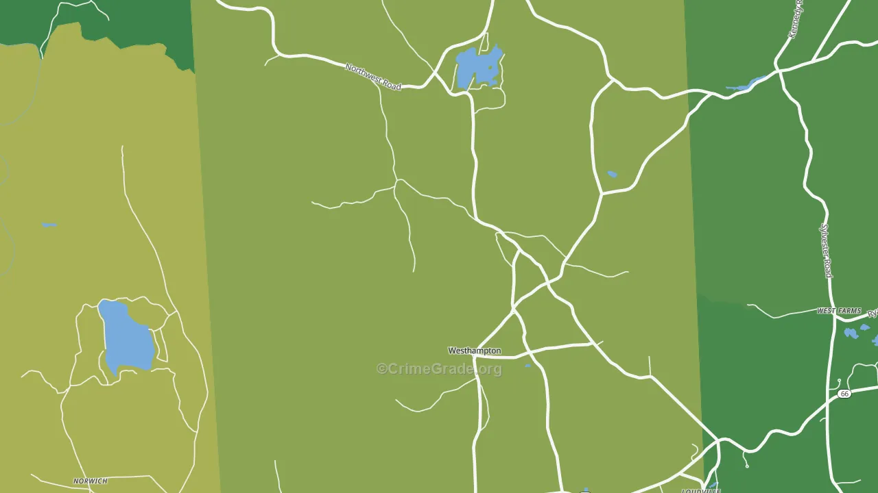 Westhampton, MA Map of Theft Rates