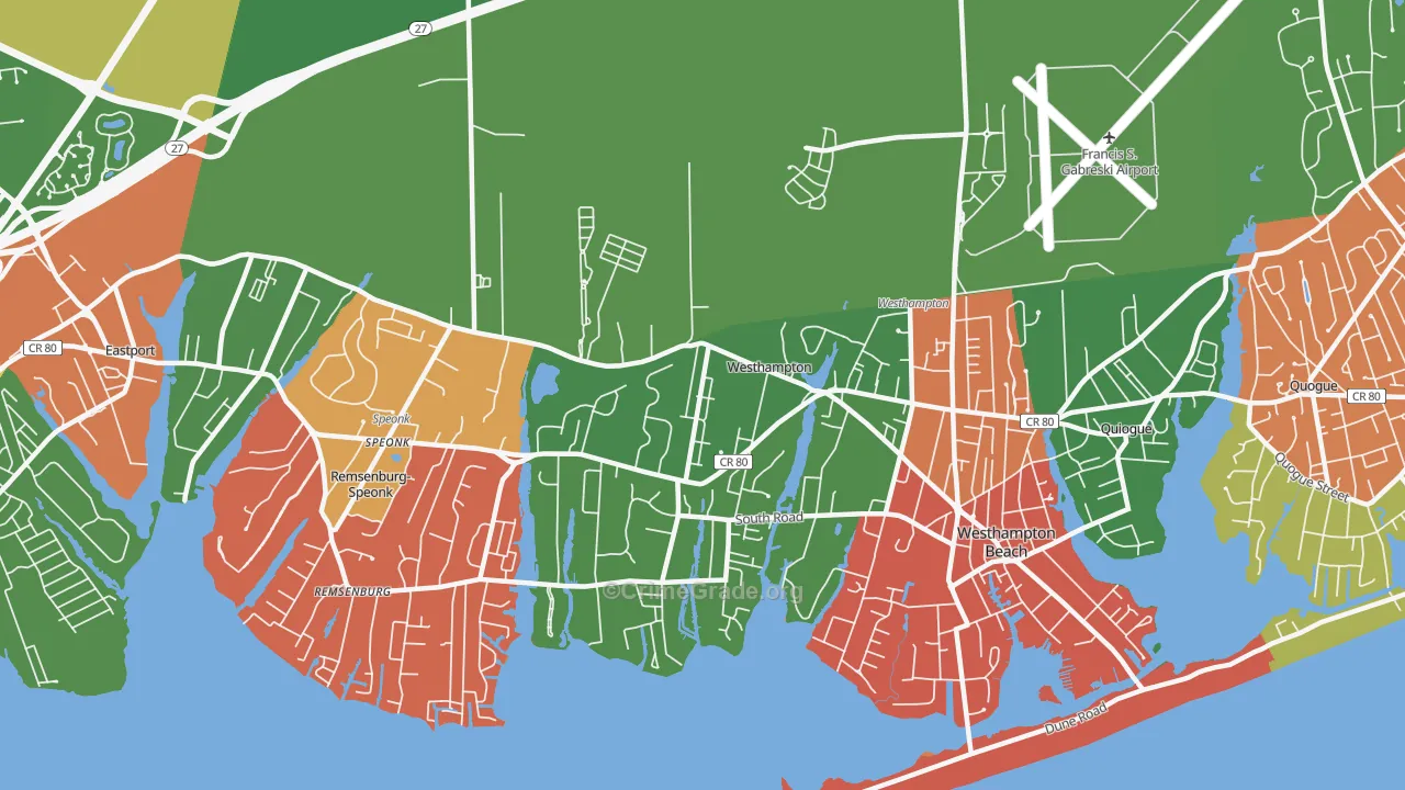 Westhampton, NY Map of Theft Rates