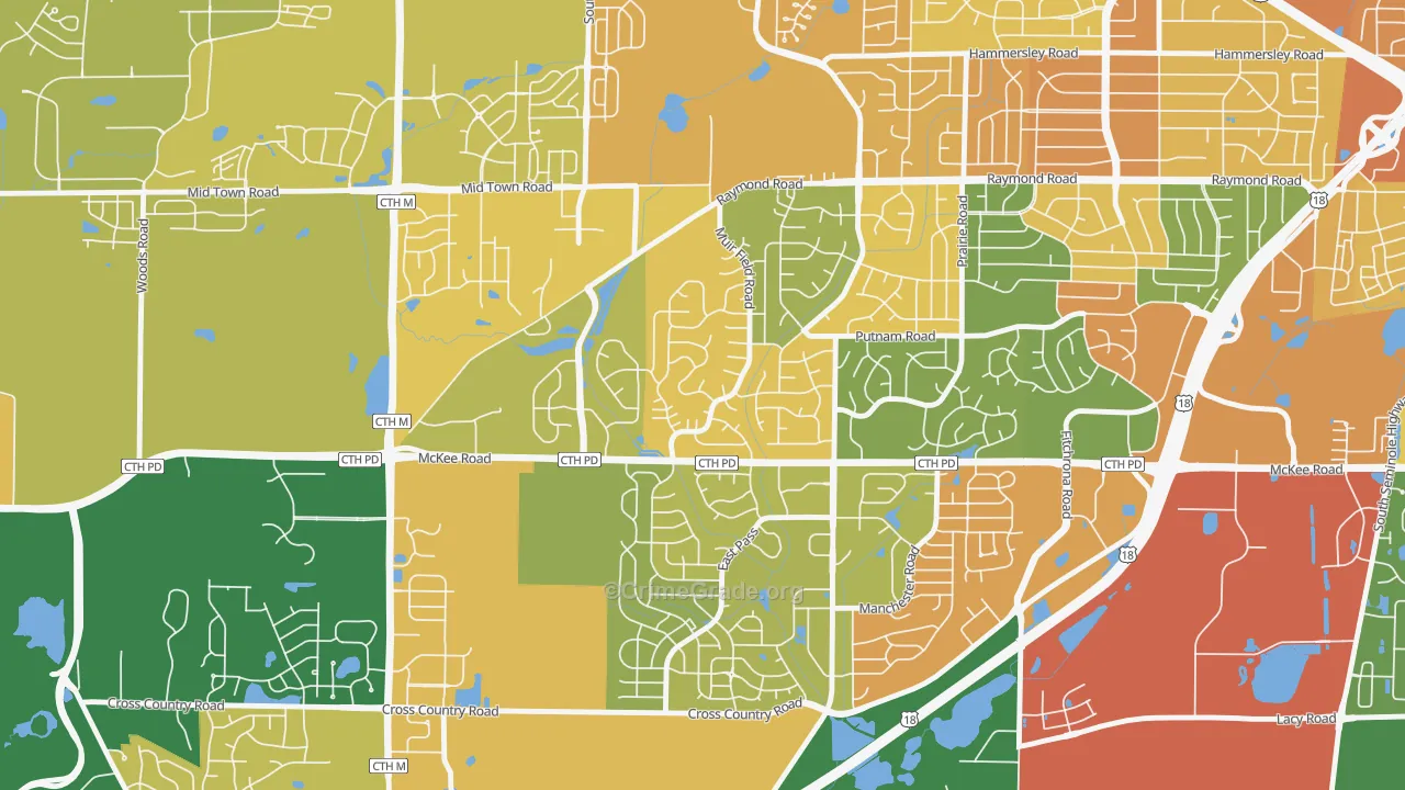 Westhaven Trails, Madison, WI Map of Theft Rates