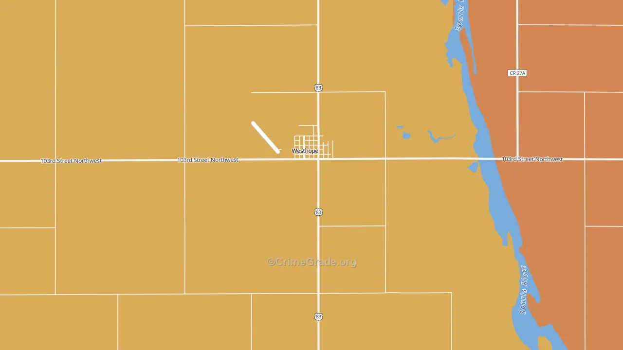 Westhope, ND Map of Theft Rates