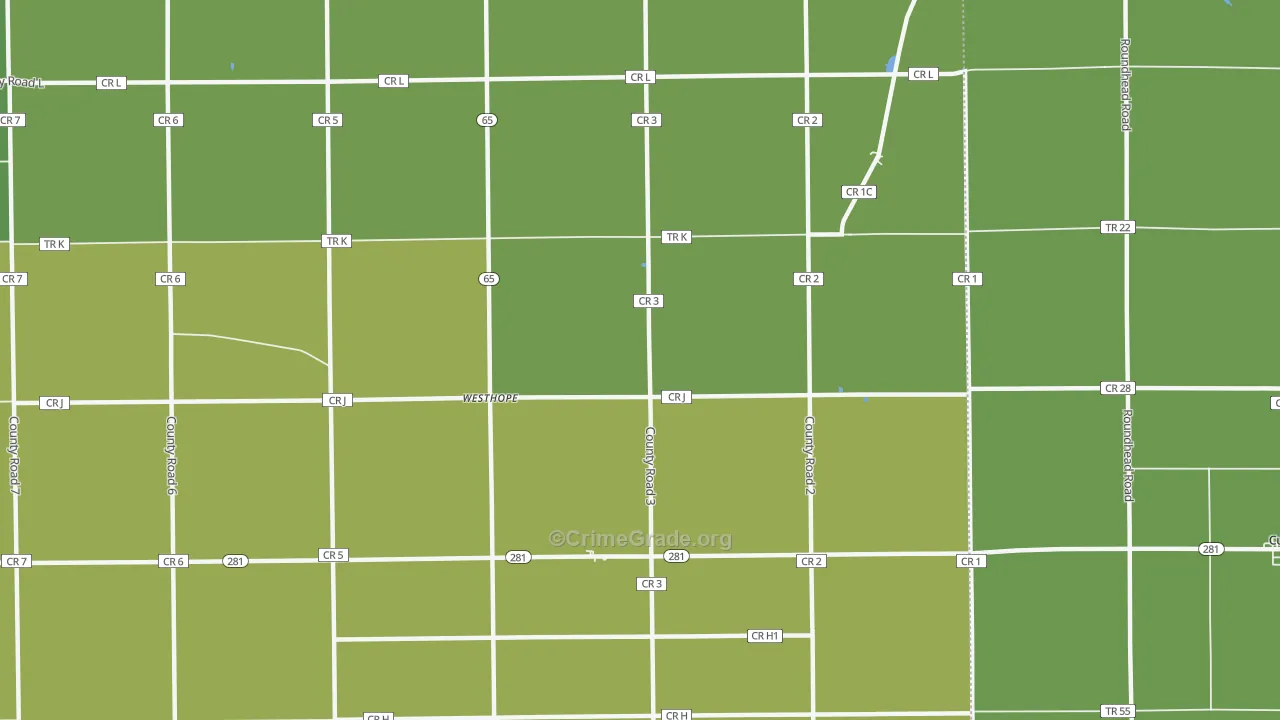 Westhope, OH Map of Theft Rates