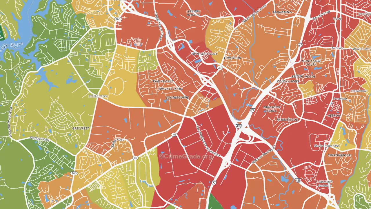 Westinghouse, Charlotte, NC Map of Theft Rates