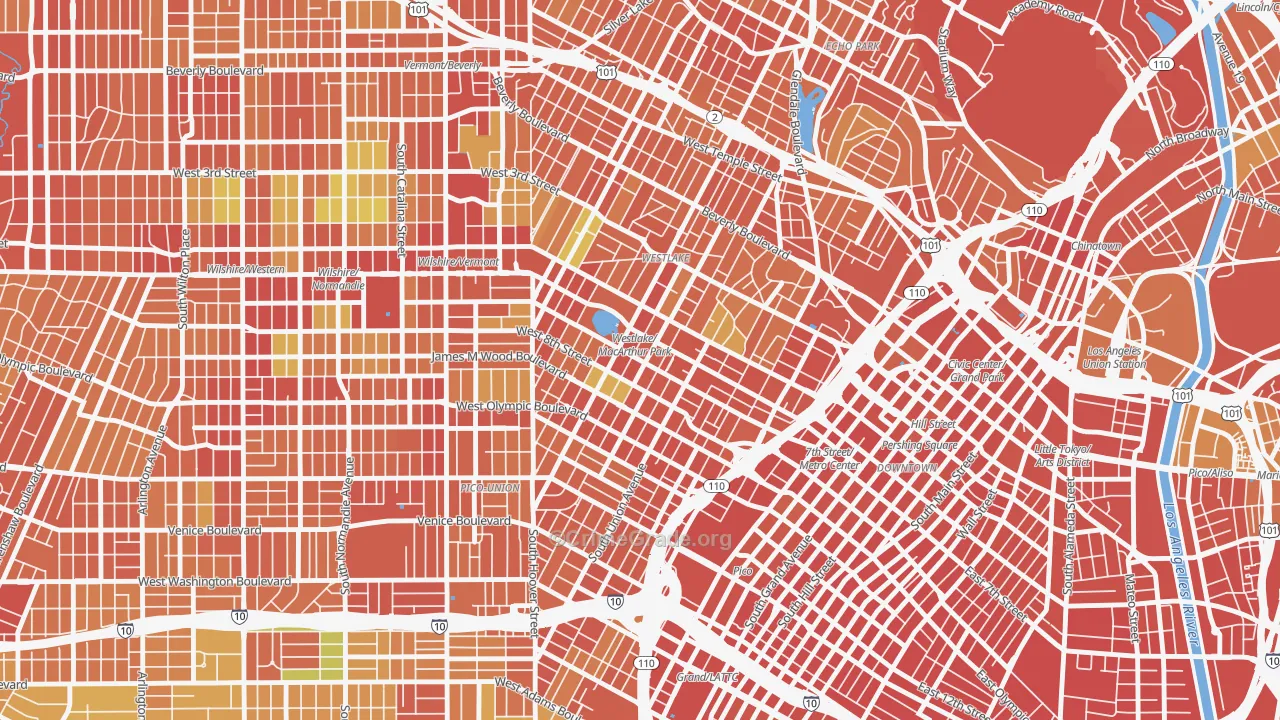 Westlake, Los Angeles, CA Map of Theft Rates