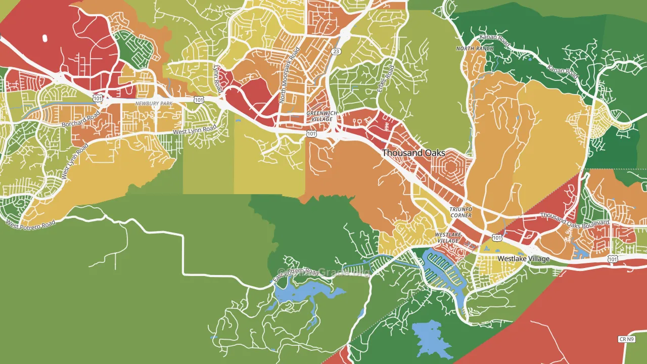 Westlake Village, Westlake Village, CA Map of Theft Rates