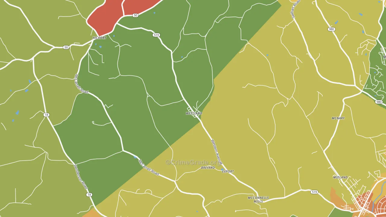 Westland, PA Map of Theft Rates