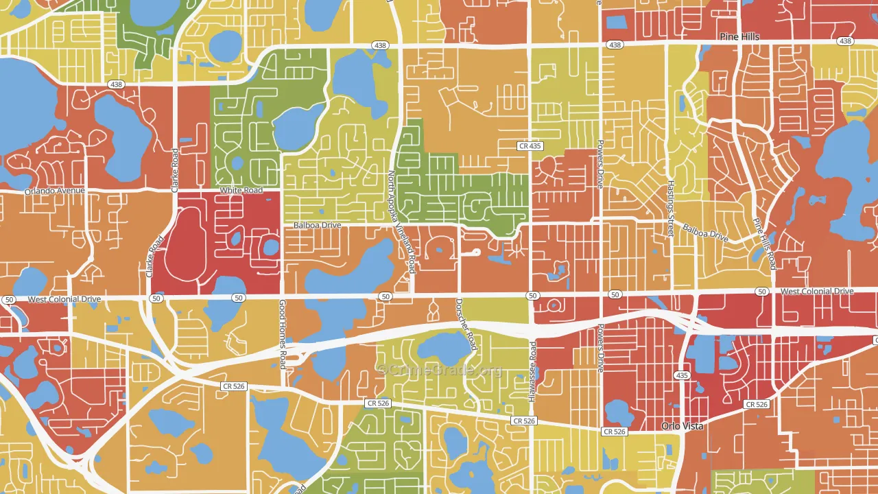 Westland Terrace, Pine Hills, FL Map of Theft Rates