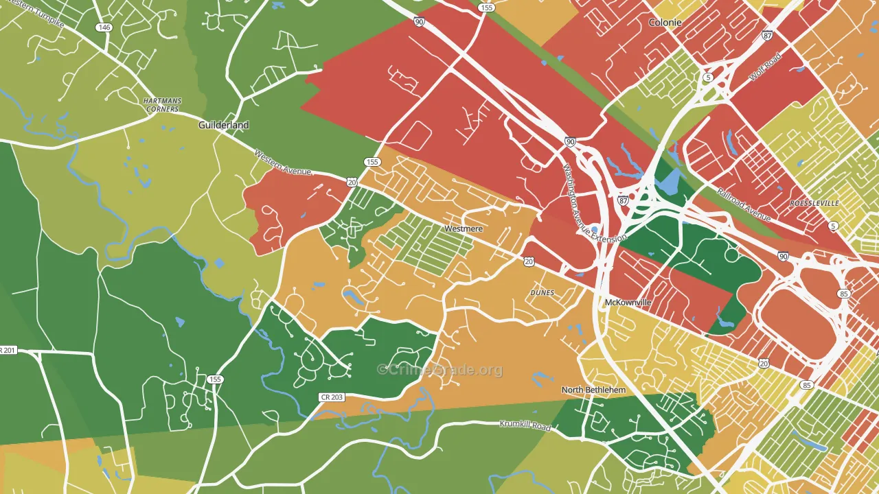 Westmere, NY Map of Theft Rates