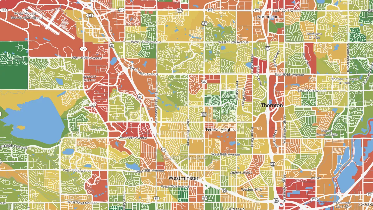 Westminster, CO Map of Theft Rates