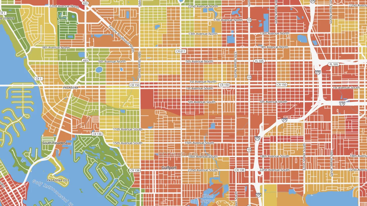 Westminster Heights, St. Petersburg, FL Map of Theft Rates