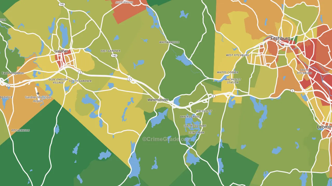 Westminster, MA Map of Theft Rates