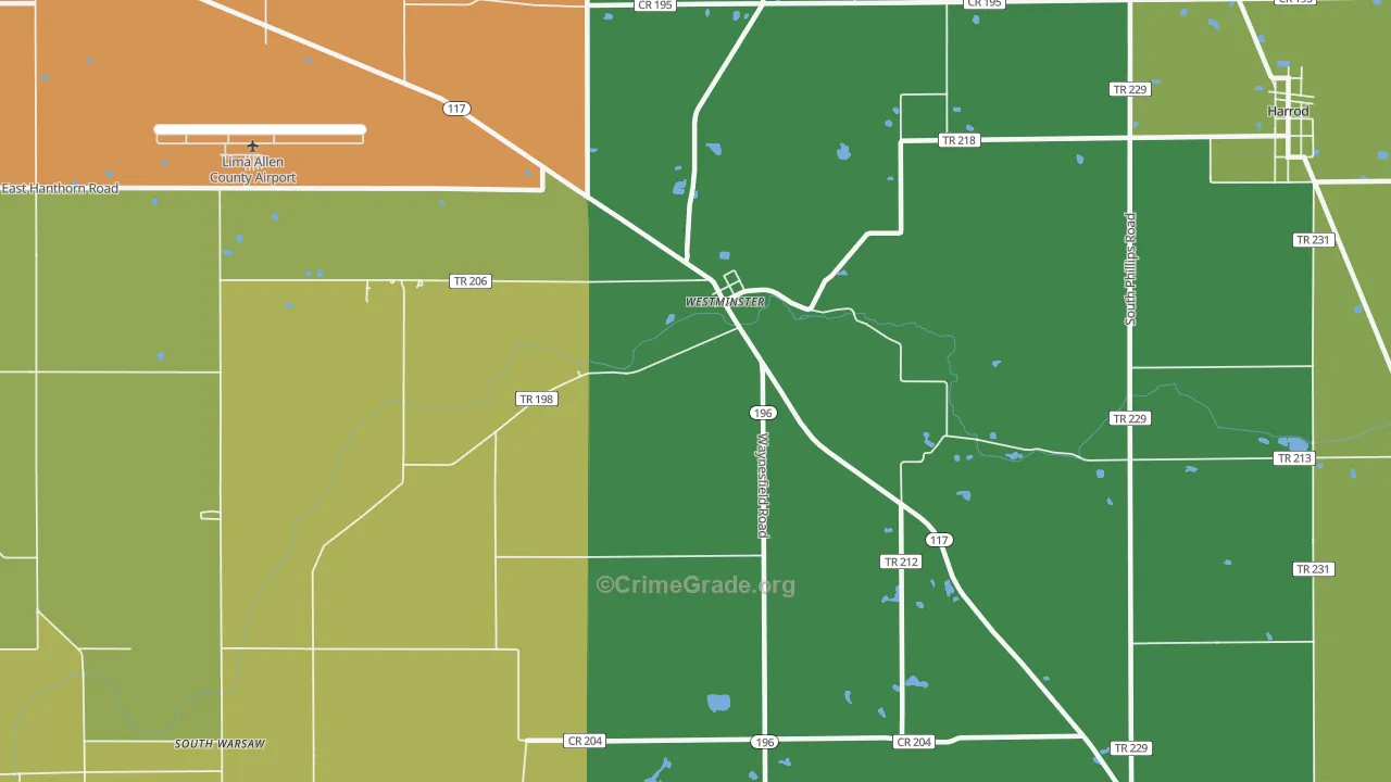 Westminster, OH Map of Theft Rates