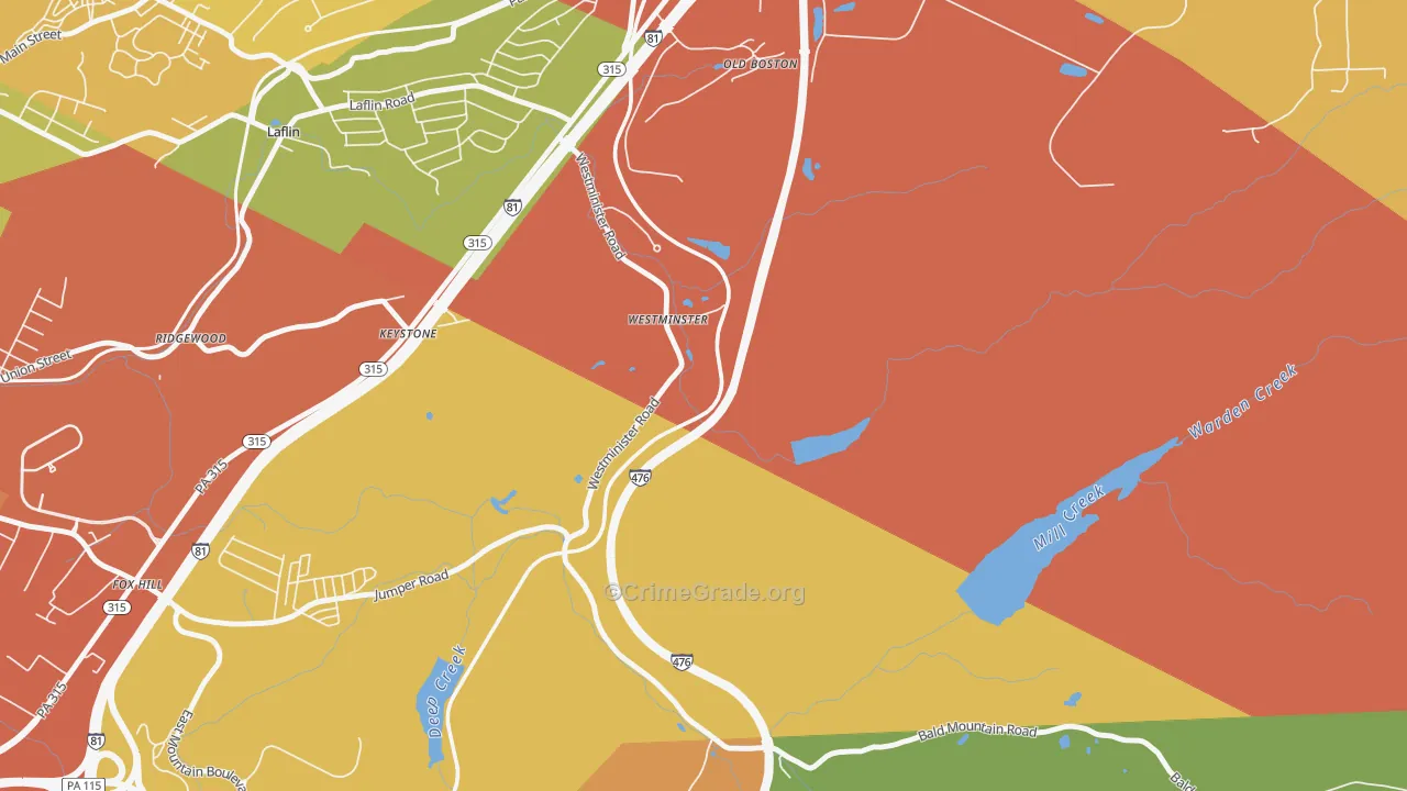 Westminster, PA Map of Theft Rates