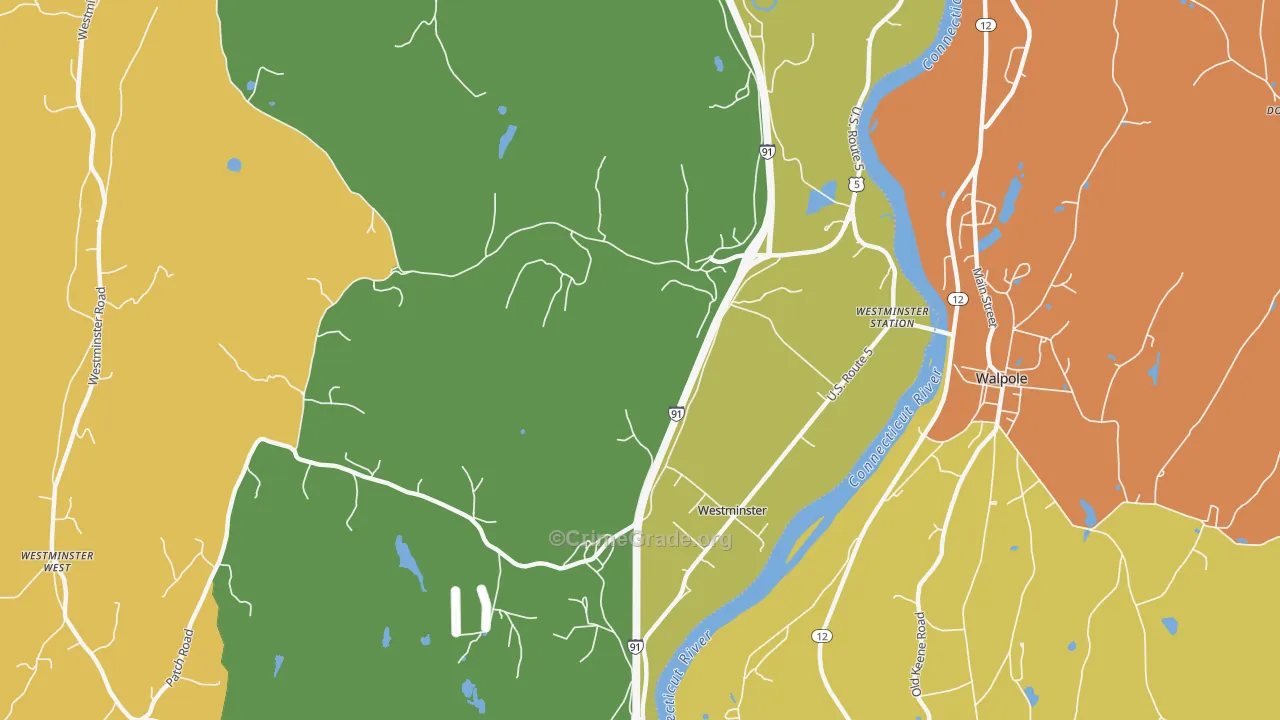 Westminster, VT Map of Theft Rates