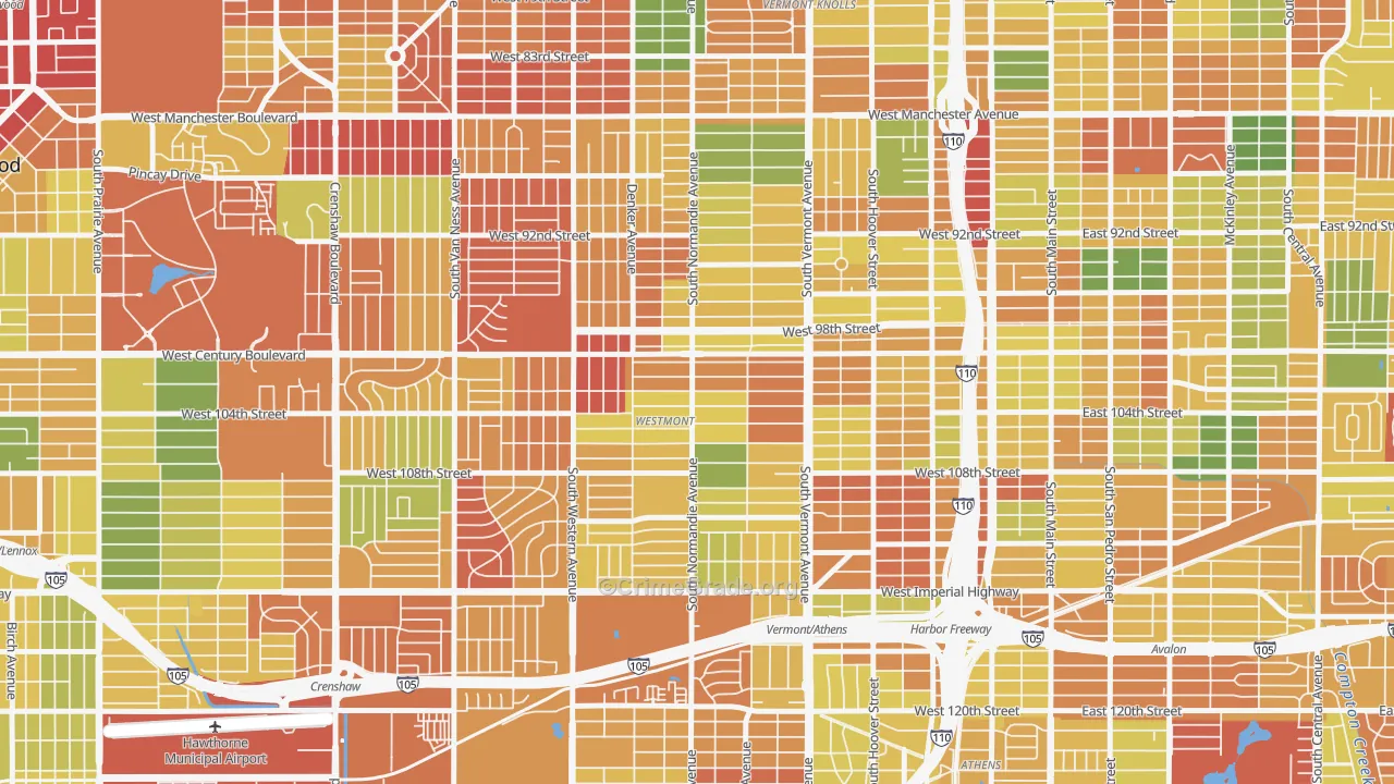 Westmont, CA Map of Theft Rates